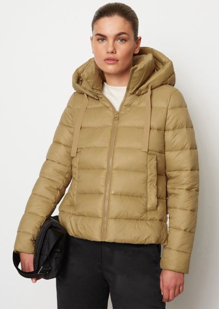 Organic Women Lightweight Hooded Quilted Jacket Regular From Recycled Materials Jackets Salted Caramel