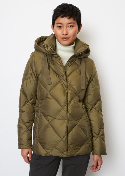 Buffer Down Jacket Regular With Contrasting Hood Free Jackets Women Forest Floor