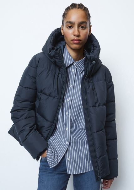 Discount Hooded Puffer Jacket Relaxed From Partially Recycled Materials Orion Blue Jackets Women