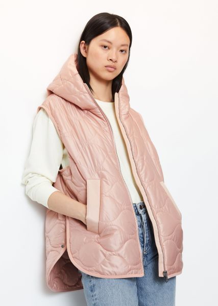 Cape Style Quilted Vest Relaxed Made From Recycled Polyester Rose Powder Women Jackets Relaxing
