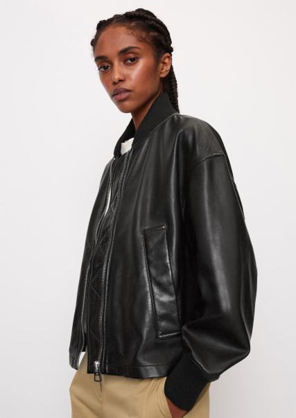 Cutting-Edge Black Jackets Women Leather Jacket In The Style Of A Cape Made Of Soft Lamb Nappa Leather