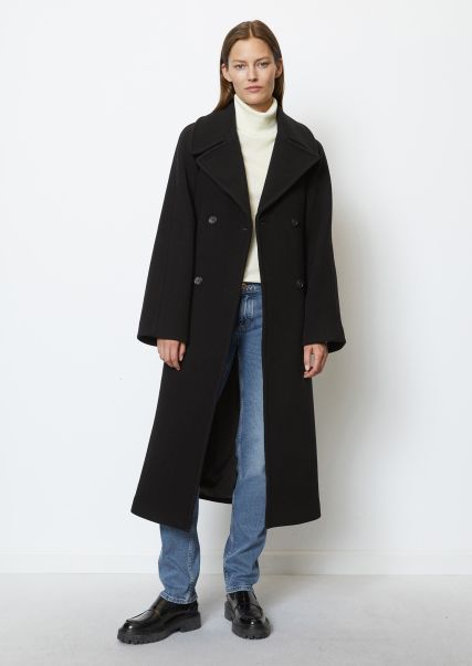 Black Double-Breasted Wool Coat Relaxed From Italian Quality Coats Natural Women