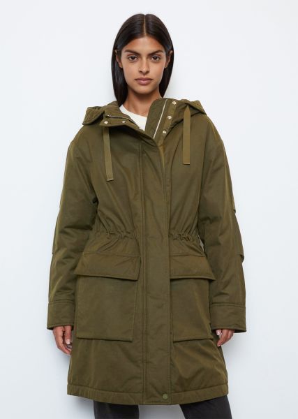 Parka Relaxed Made Of Technical Polycotton Coats Slate Green Women Top-Notch