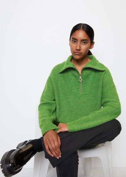 Knitted Pullover High-Quality Troyer Regular With Baby Alpaca Wool Women Green House