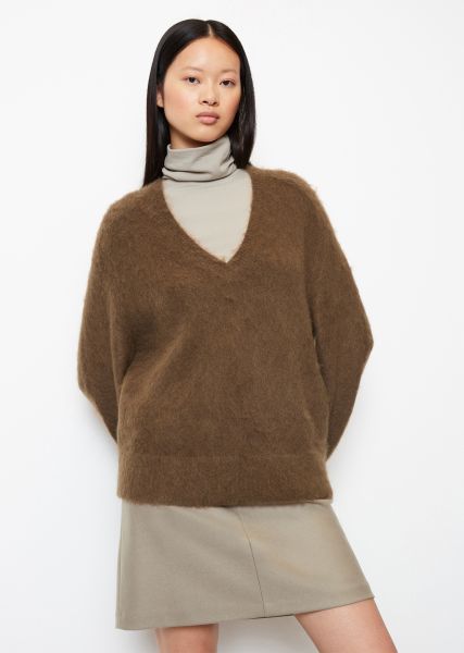 Massive Discount Knitted Pullover Fall Brown Women Cuddly Fleece Sweater Oversized From Mohair Wool Mix