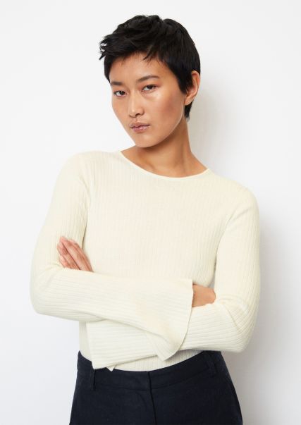 Knitted Pullover Massive Discount Fine Knit Jumper Slim Made From A Soft Wool-Viscose-Cashmere Mix Women Creamy White