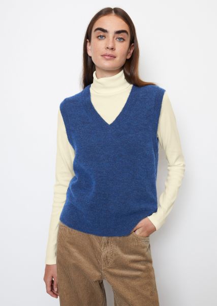 Knitted Pullover Kensington Blue Elevate V-Neck Vest With Baby Alpaca Wool Women