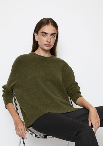 Slate Green Women Knitted Jumper Regular Made From Soft Virgin Wool Mix Durable Knitted Pullover