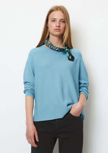 Women Knitted Pullover Fresco Blue Elegant Dfc Sweater Regular With Mini Structure