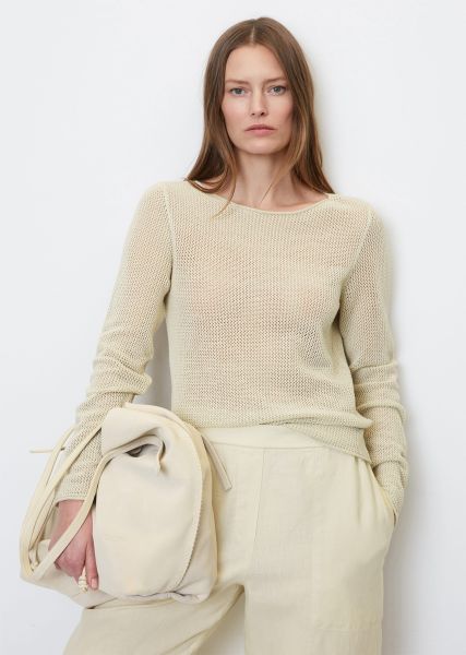 Knitted Pullover Women Knitted Jumper With A Mesh Texture In A Regular Fit Made From Blended Linen/Cotton Knockdown Soft Taupe