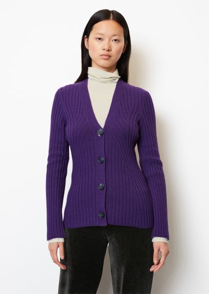 V-Neck Cardigan Fitted With Fully Fashioned Details Shiny Purple Women Coupon Cardigans