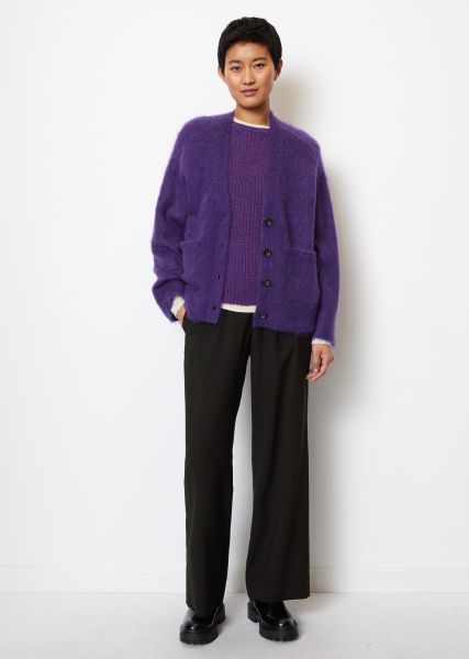 Cuddly Fleece Cardigan Oversized From Mohair Wool Mix Discount Shiny Purple Women Cardigans
