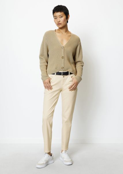 Jonesboro Cream Cropped V-Neck Cardigan In A Relaxed Fit Made From Heavy Weight Organic Cotton Women Cardigans Durable