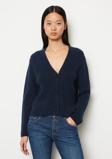Cropped V-Neck Cardigan In A Relaxed Fit Made From Heavy Weight Organic Cotton Night Sky Women Cardigans Efficient