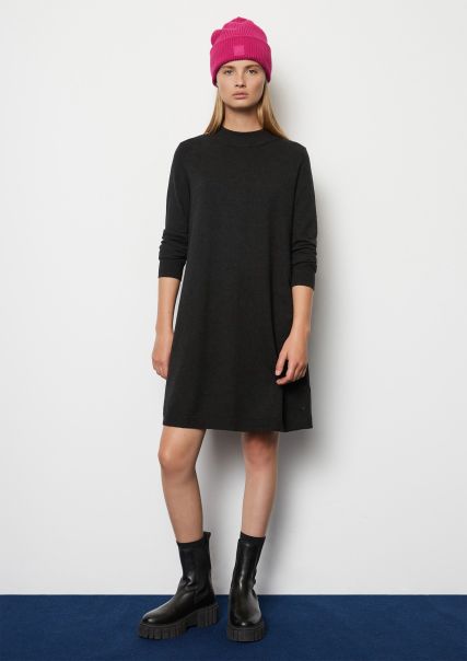 Professional Flared Knit Dress Made Of A Soft Organic Cotton Blend Black Women Dresses