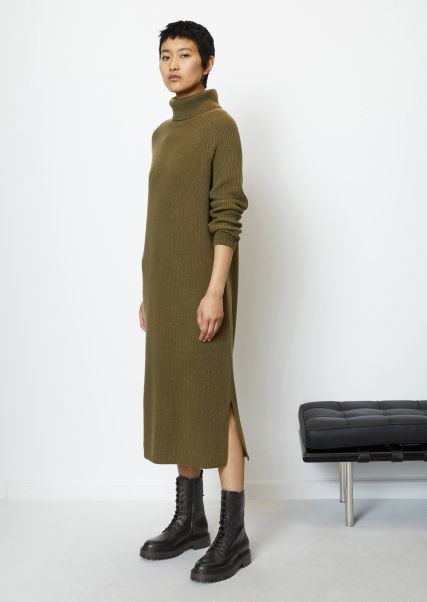 Forest Floor Versatile Dfc Turtleneck Knit Dress Loose Made Of Organic Cotton Yarn Women Dresses