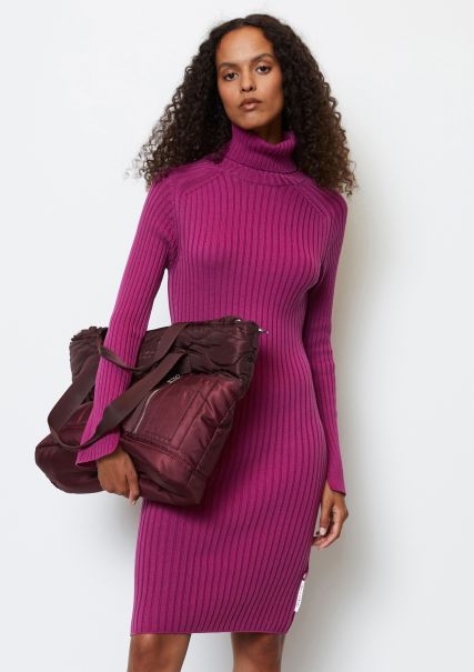 Deal Women Mo'p X Chevignon Knitted Dress Slim From Organic Cotton Dresses Juicy Berry