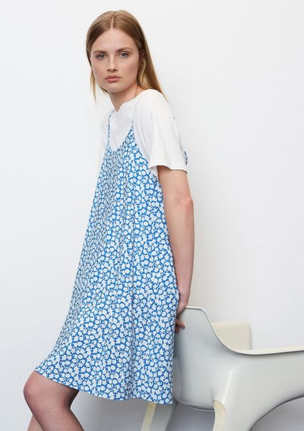 Women Dresses Short Spaghetti Strap Dress From Lenzing™ Ecovero™ Multi / Mediterranean Blue User-Friendly