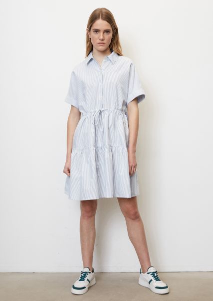 Multi / Blue Clay Women Cutting-Edge Striped, Tiered Shirt Dress Made Of Oxford Cotton Dresses