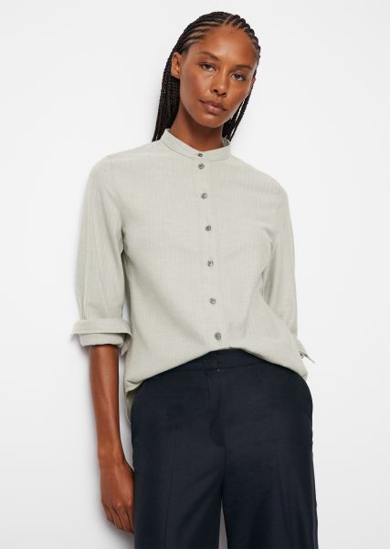 Flannel Long Sleeve Blouse From Soft Herringbone Quality Women Blouses Cloudy Grey Melange 2024