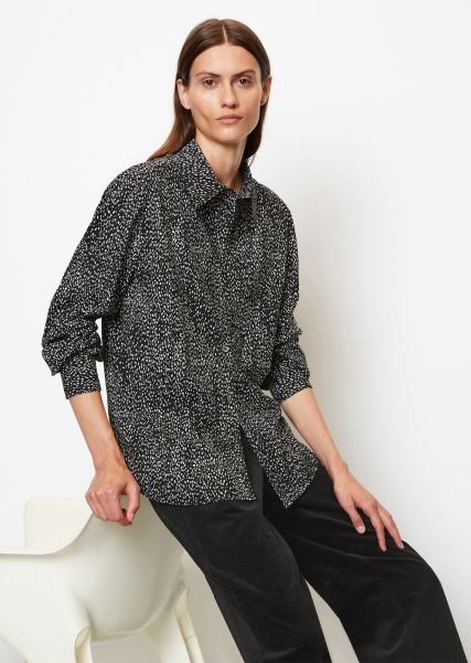 Flared Blouse With Allover Print Made Of Paper Touch Poplin Distinct Multi Women Blouses