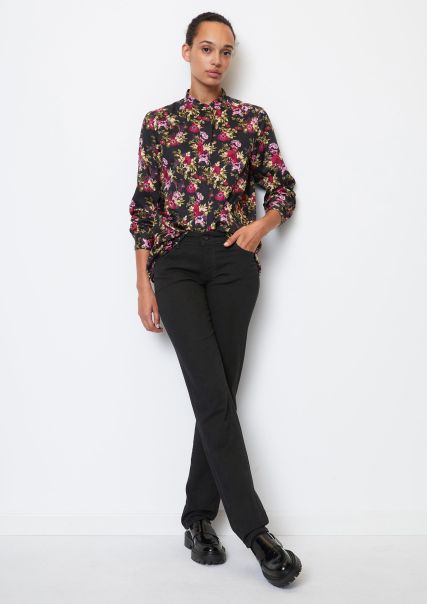 Original Women Blouses Multi Blouse With Stand Up Collar In Cotton Satin