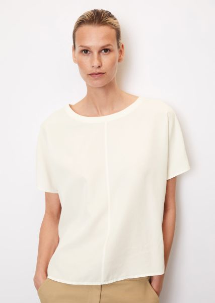 White Cotton Blouses Women Comfortable Blouse In A T-Shirt Style, Loose Fit With Tencel™ Lyocell
