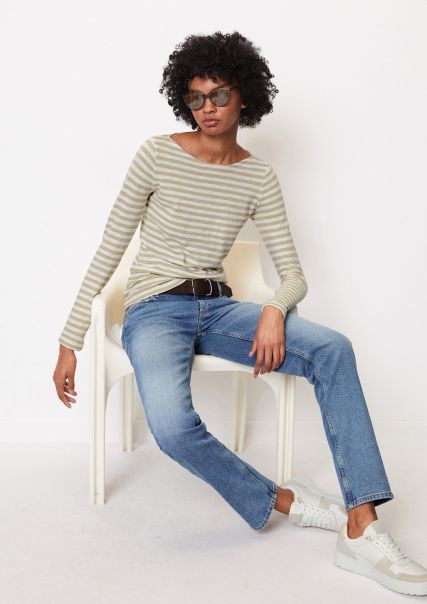 T-Shirts Striped Long Sleeve Top, Regular Fit Made From Organic Cotton Slub Jersey Women Aesthetic Multi/ Jonesboro Bream