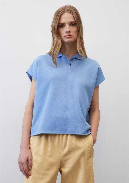 Style T-Shirts Oversized Polo T-Shirt Made Of Organic Cotton Piqué Jersey Soft Sky Blue Women