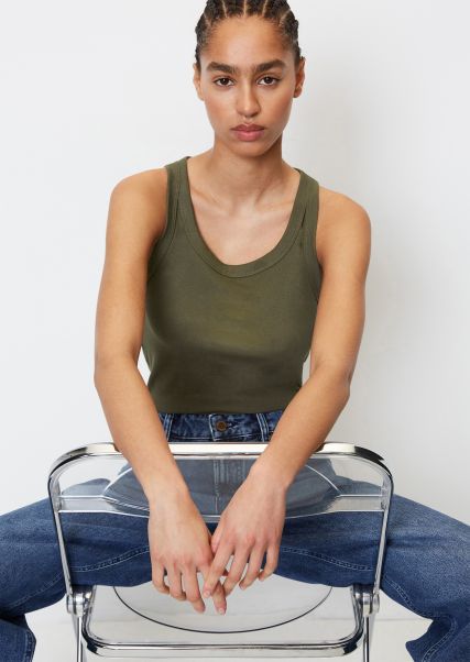 Dakota Shadow Women Ribbed Top Made Of Soft, Organic Stretch Cotton T-Shirts Efficient