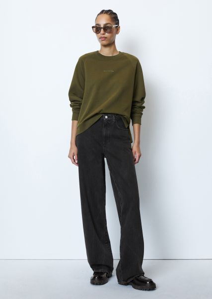 Proven Dfc Sweatshirt Relaxed With A Soft, Brushed Inner Surface Women Sweaters Slate Green