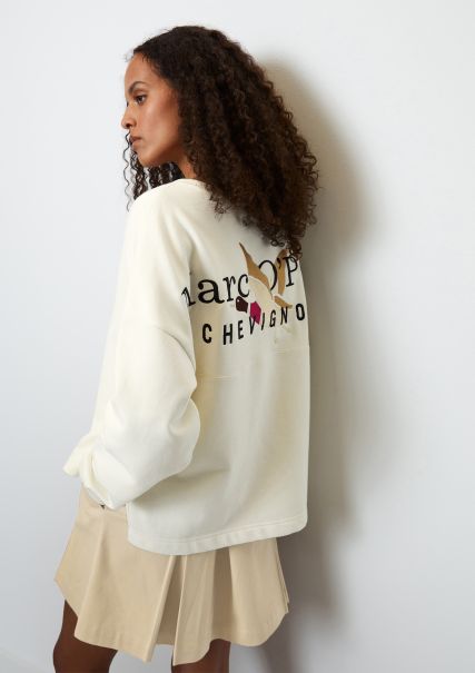 Sweaters Women Mo'p X Chevignon Sweatshirt Relaxed With Logo Embroidery On The Back Creamy White Pioneer