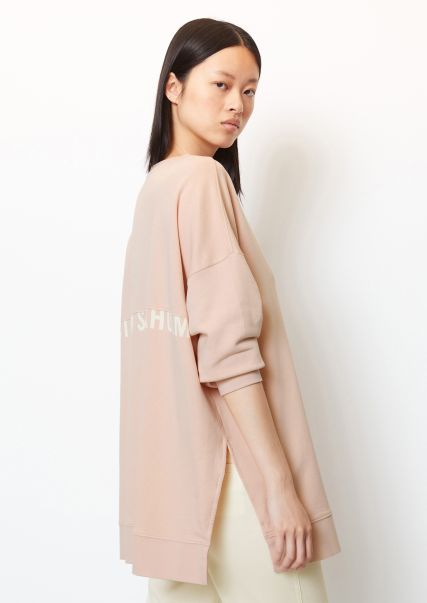 Shop Sweaters Women Rose Powder Oversized Sweatshirt With Slits At The Side Seams From Organic Cotton