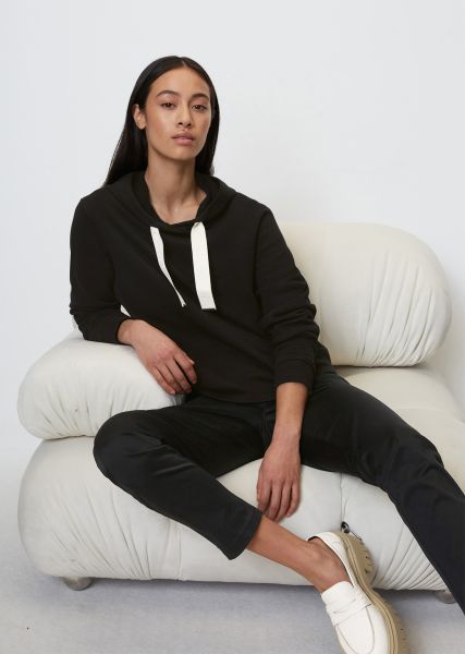 Hoody Made Of Organic Cotton Sweatshirt Fabric Women Simple Sweaters Black