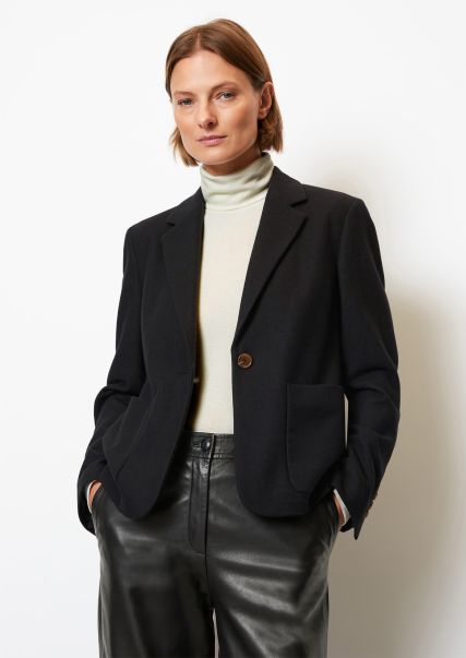 Black Blazer Regular With Recycled Wool Content Blazer Women Innovative