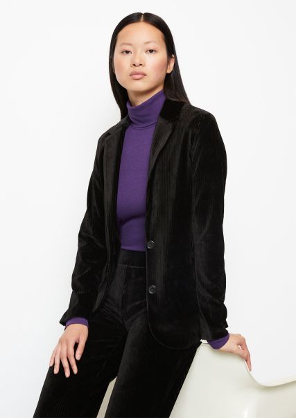 Blazer Jersey Blazer Fitted In A Corduroy Fabric Black Women Sale