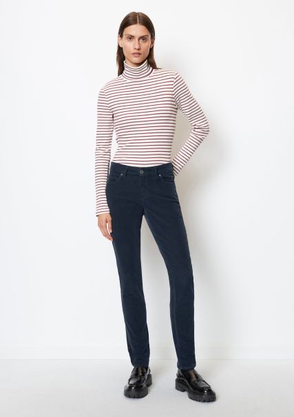 Trousers Deep Blue Sea Corduroy Pants Model Alby Slim From Organic Cotton Stretch Economical Women