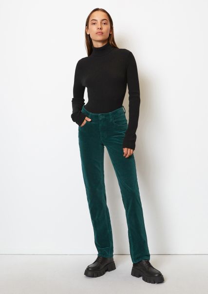 Women Latest Corduroy Pants Straight Made Of Stretchy Organic Cotton Trousers Twilight Teal