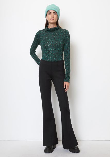 Black Jersey Trousers Skinny Flared Made From Compact Interlock Women Expert Trousers
