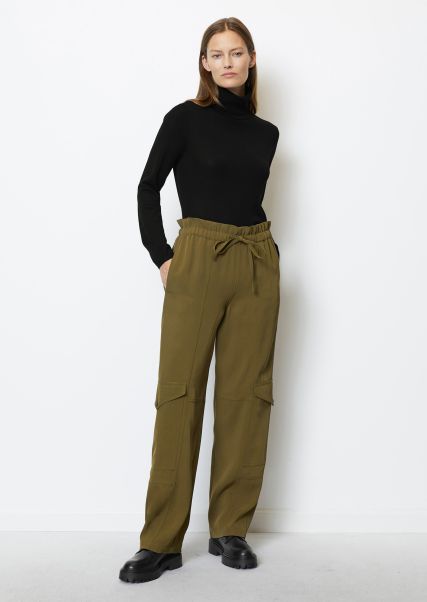 Utility Trousers Relaxed Made From A Flowing Viscose Mix Women Unique Trousers Forest Floor