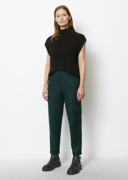 Heavy-Duty Trousers Night Forest Women Slip-On Cargo Pants Regular Made From Viscose Wool Mix