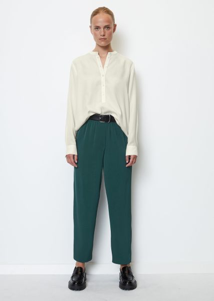 Trousers Night Pine Women Inviting Barrel Slip-On Trousers With Elasticated Waistband Made From Flowing Viscose-Mix Twill