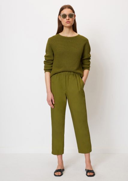Trousers Fern Green Reliable Women Trousers In A Tracksuit Bottoms Style Made Of Paper Touch Poplin
