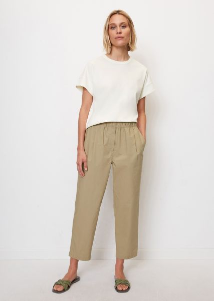 Coupon Women Nordic Sand Trousers In A Tracksuit Bottoms Style Made Of Paper Touch Poplin Trousers