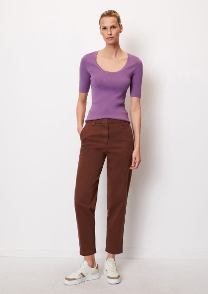 Women Trousers Kalni Tapered Chinos Made Of Organic Stretch Cotton Crimson Brown Functional