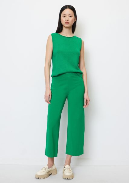 Vivid Green Trousers Jersey Culottes In A Cropped Fit In Compact Interlock Jersey Bargain Women