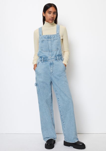 Women Dungarees Relaxed Made Of Recycled Cotton Plush Jeans Multi/Vintage Light Blue Marbl