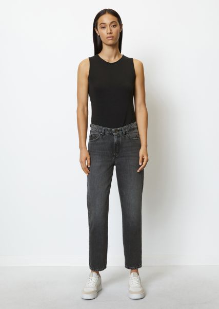Jeans Women Discount Linde Straight Jeans In A High-Waisted, Cropped Fit Made Of Pure Organic Cotton Dark Grey Vintage Wash
