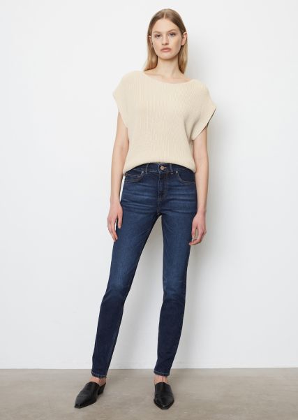 Skara High-Waisted Skinny Jeans In A Stretchy Organic Cotton Blend Authentic Dark Blue Wash Jeans Ignite Women