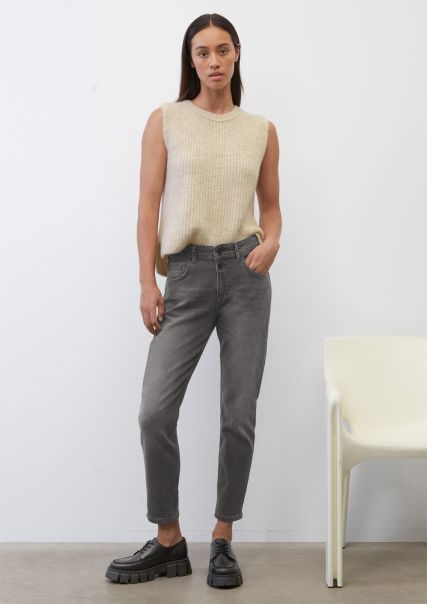 Jeans Theda Boyfriend Jeans In A Cropped Length Made From Blended Organic Cotton Reduced Women Grey Sustainable Wash